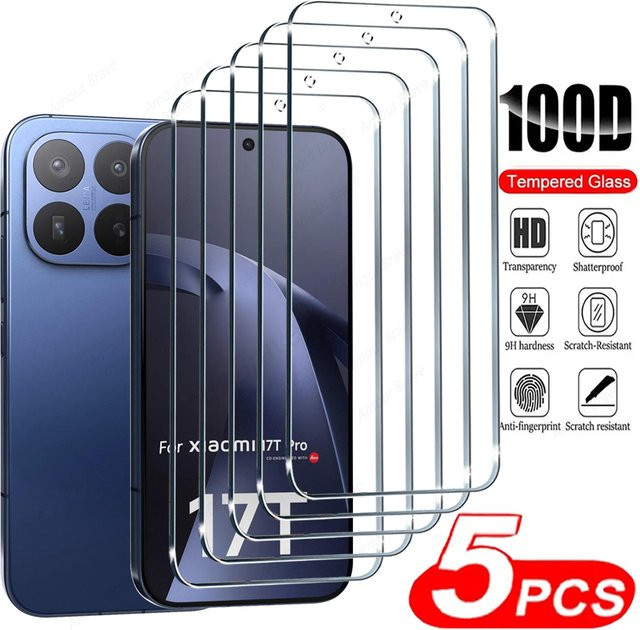 5 Stück HD-Displayschutzfolie für Xiaomi 17T 15T 14T 13T 12T 11T Pro 11 12 Lite, transparentes gehärtetes Schutzglas - Bild 1