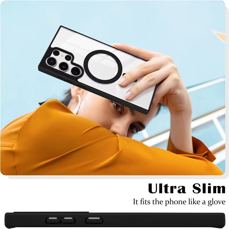 MagSafe Magnetische Handyhülle für Samsung Galaxy S25, S24 Ultra, S23 FE und weitere Modelle, Transparent oder Schwarz - Bild 3