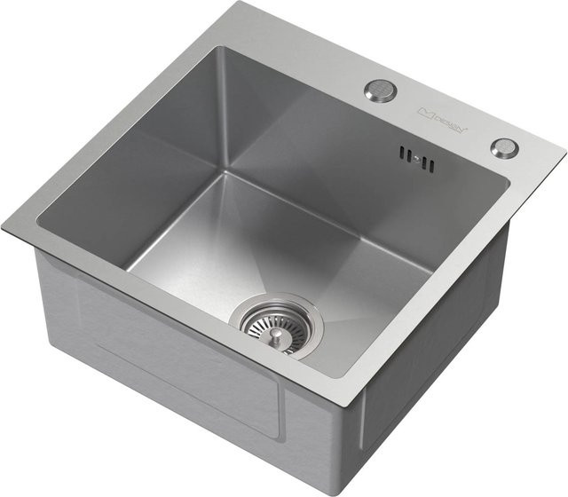 ML-Design Einbauspüle aus Edelstahl in Silber mit 1 Becken, Ablaufgarnitur und Überlauf, B/T: 45 x 45 cm - Bild 2