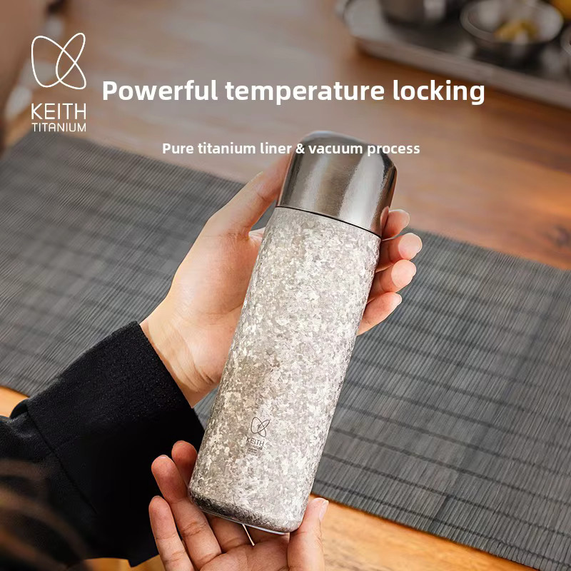 KEITH Vakuumisolierte Titan Tasse in Silber, 430ml Doppelwandige Thermoskanne für heiße und kalte Getränke - Bild 3
