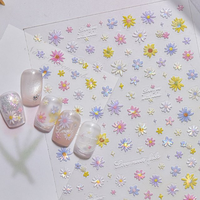 NAILFYOU Nagelkunst-Aufkleber, schimmernd, Blütenblätter und Schmetterlinge - Bild 1