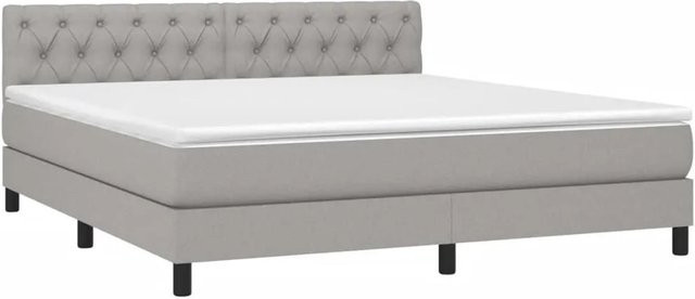 vidaXL Boxspringbett mit Matratze in Hellgrau, Hybridbett mit LED-Unterbettbeleuchtung und USB-Ladeport, B/T/H: 160 x 200 cm - Bild 1