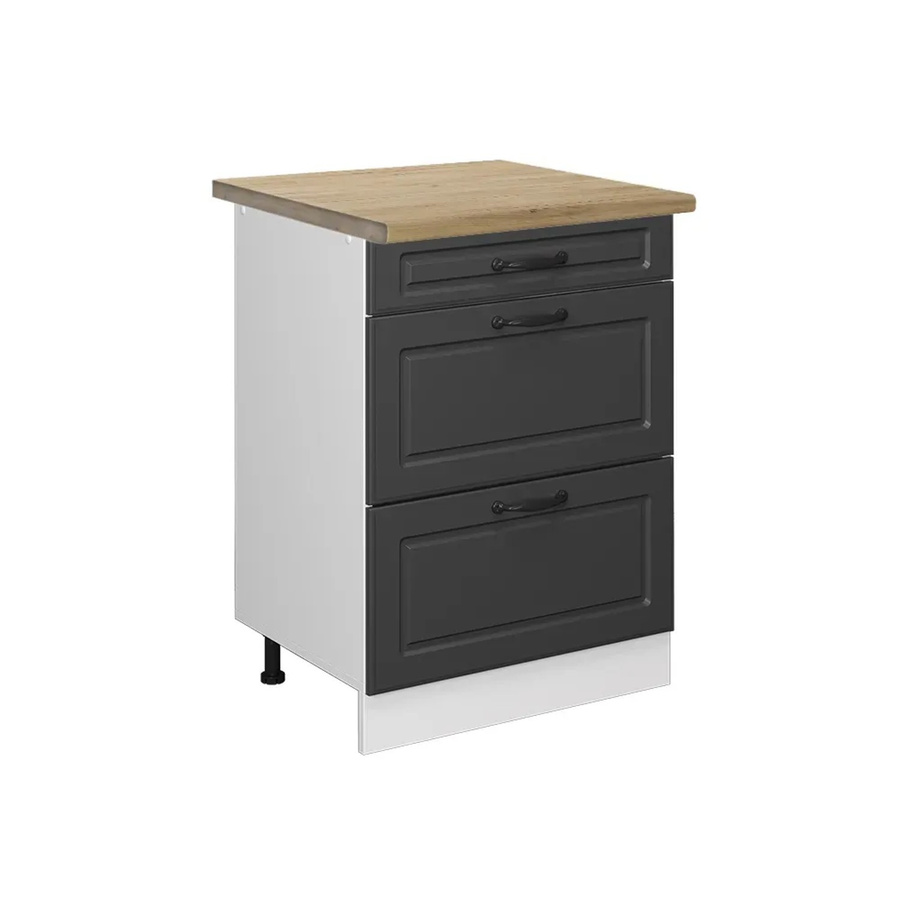 Vicco Küchenunterschrank R-Line in Anthrazit und Weiß im Landhausstil mit Schubladen und Eiche-Optik, B/T/H: 60 x 31,73 x 81,6 cm - Bild 2