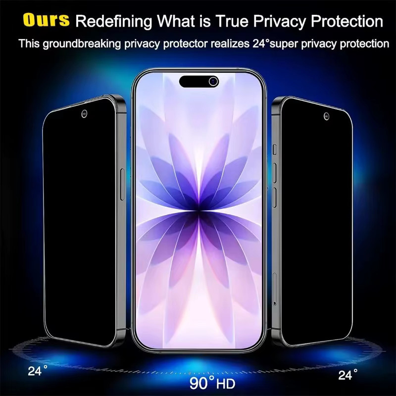 3 Stück Privatsphäre HD gehärtete Glas Displayschutzfolie für Apple iPhone 17 16 15 14 13 12 11 Pro Max Plus Pro Mini in Transparent - Bild 2