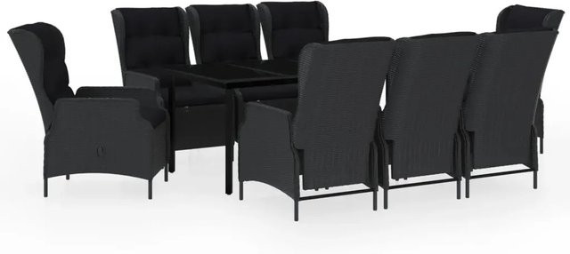 vidaXL 9-teilige Garten-Essgruppe aus PE-Rattan und Glas in Dunkelgrau - Bild 1