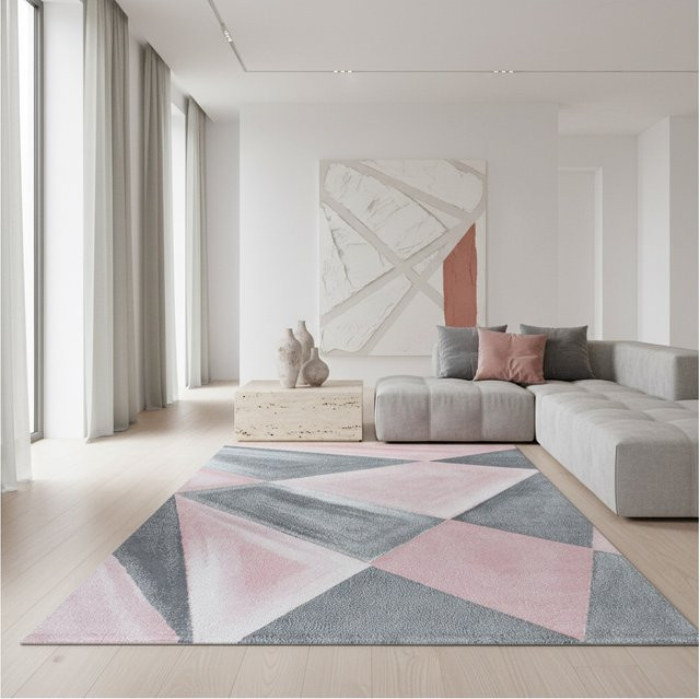 Kadima Design Teppich Kurzflor ANDALO in Pink, geometrisch, aus Polypropylen, B/T: 80 x 250 cm - Bild 1