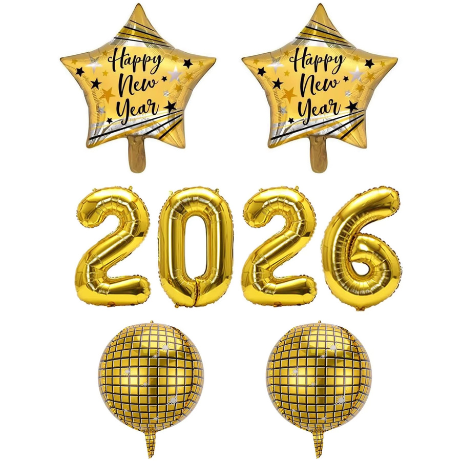 YAYB 8-teiliges 4D Gold Ballon-Set für Silvester und Neujahrsfeierlichkeiten 2026 - Bild 3