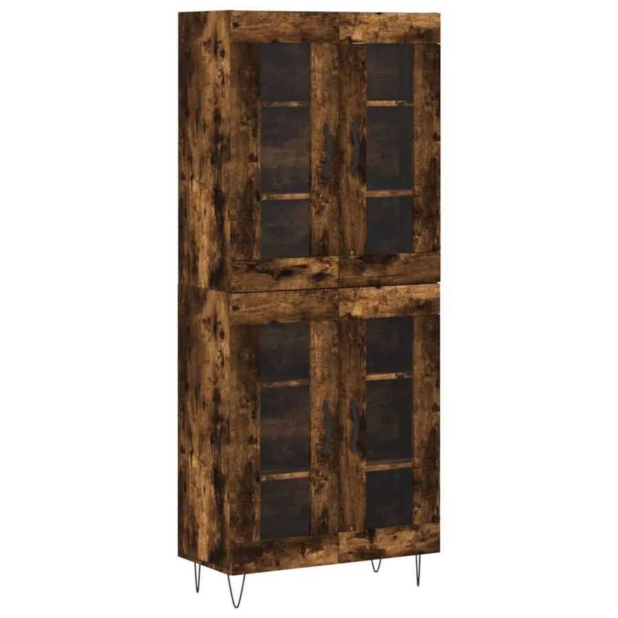 vidaXL Highboard Räuchereiche mit Glastüren und Regalen, B/T/H: 69,5 x 34,0 x 180,0 cm - Bild 2