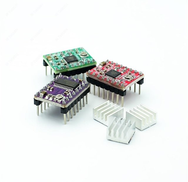 Reprap Schritttreiber A4988 und DRV8825 Motormodul Set mit Kühlkörper in Grün und Mehrfarbig - Bild 1