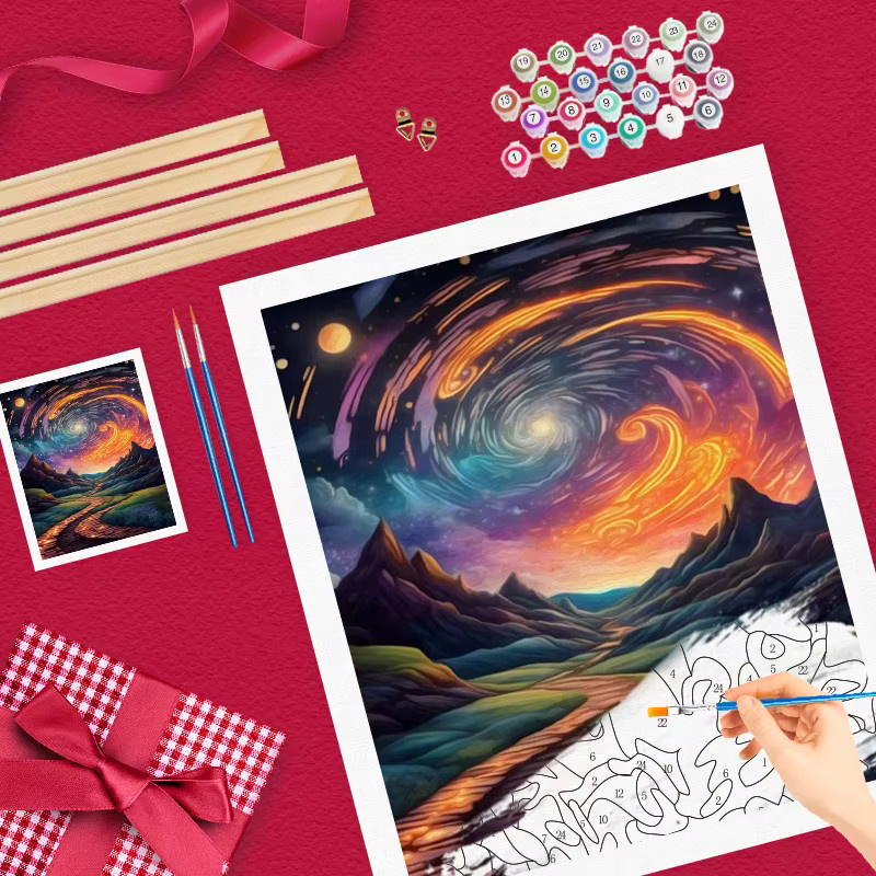 Ruopoty Malerei nach Zahlen, kosmische Wunder landschaft, Bunt / Mehrfarbig - Bild 3