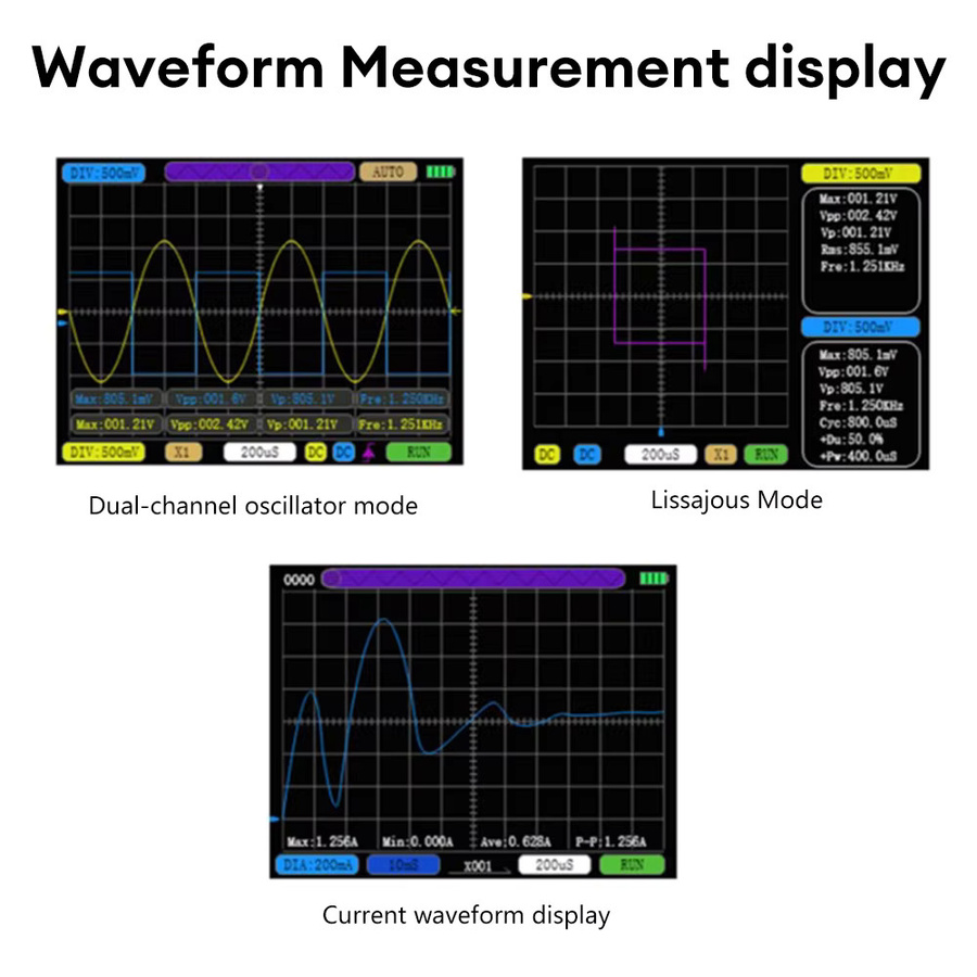 Gaqqee SCO2 10MHZ Zweikanal-Digital-Oszilloskop mit 50M Abtastrate und PWM in Schwarz - Bild 5