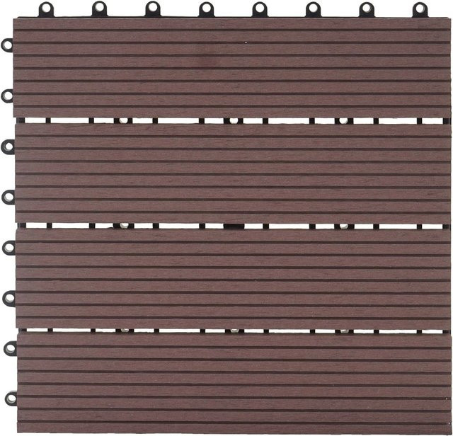 BERLINLODGE WPC Bodenfliesen Set 11 Stück in Holzoptik Coffee Linear, Farbe: Braun, B/T: 30 x 30 cm - Bild 1