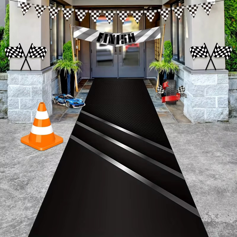 VIKAMA Motorrad-Rennmatte Schwarz, rutschfester und pflegeleichter Sport-Biker-Teppich für Garage und Eingangsbereich - Bild 2