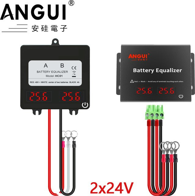 ANGUI Batterie-Equalizer HC01 KBM202S 2 x 24 V mit Touch-Schalter für LTO NCM LFP in Schwarz - Bild 1