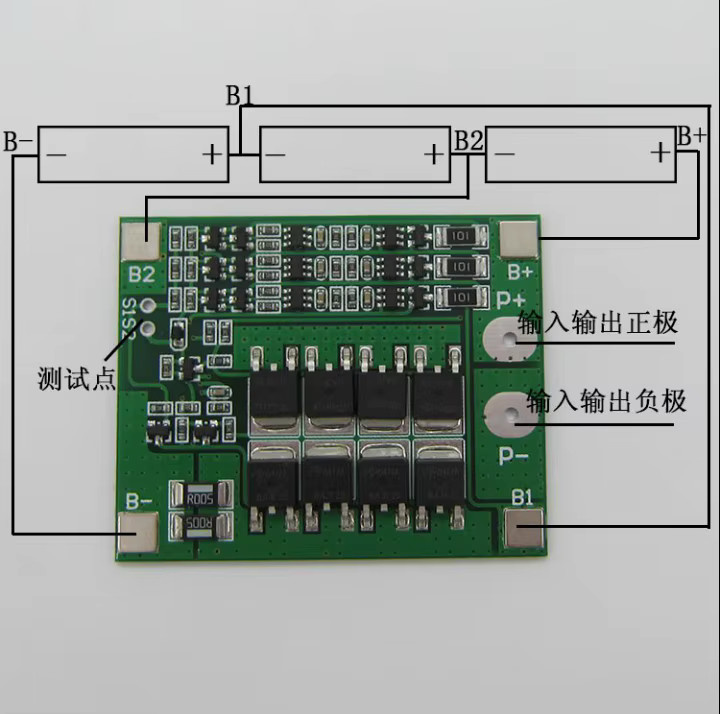 BMS PCM Schutzplatine für 3S 18650 Li-Ion und LiPo Akkupacks, 25A, Grün - Bild 2
