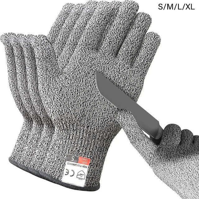 Schnittfeste Handschuhe aus HPPE in Grau mit Schutzklasse 5 für Küche, Garten und Glasarbeiten - Bild 1