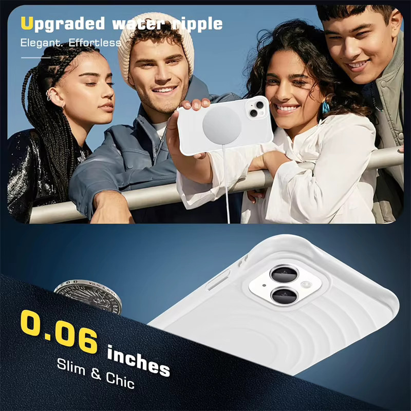 newteneight Ripple Flüssigsilikon-Magnethülle mit MagSafe für iPhone 17 Air 16 15 14 13 Pro Max Plus in Weiß - Bild 3