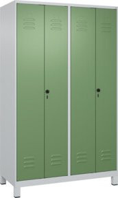 C+P PSA Doppel-Spind Classic PLUS mit 4 Abteilen, Füße, Lichtgrau/Resedagrün, B/T/H: 120 x 50 x 195 cm - Bild 1