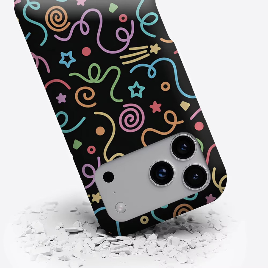 Potdemiel Handyhülle mit buntem Konfetti- und Sternchen-Design für iPhone 17 16 15 14 13 Pro Max Plus, robuste Einzel- und Doppelschicht-Schutzhülle, Mehrfarbig - Bild 3