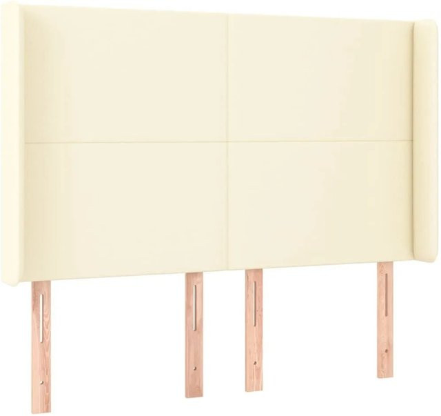 vidaXL Kopfteil mit Ohren in Creme aus Kunstleder, B/T/H: 147 x 16 x 118/128 cm - Bild 1