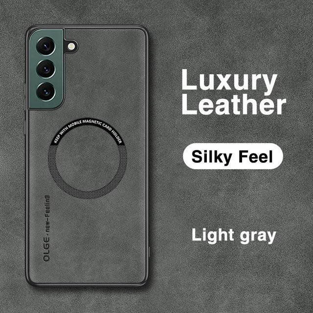 MagSafe Magnetische Wildleder Ladehülle für Samsung Galaxy S21 Ultra in Grau - Bild 1