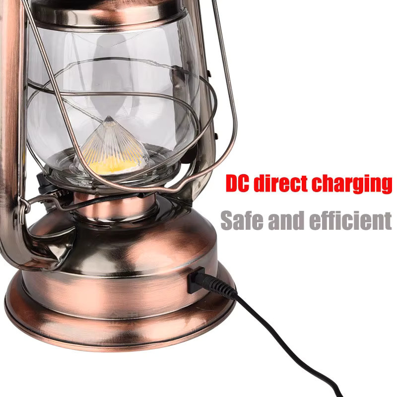SKYSHADOW Vintage Camping Laterne aus Metall in Bronze mit dimmbarer LED und USB-Wiederaufladung - Bild 4
