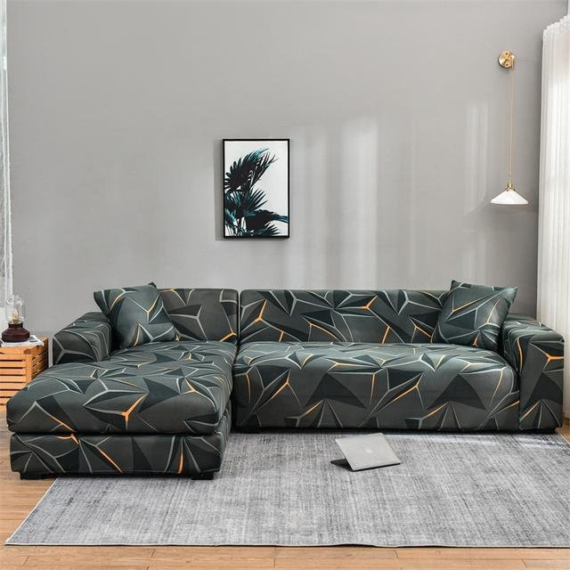 Housmife Stretch-Sofabezug für L-förmige Ecksofas mit Blumenmuster, Mehrfarbig, Breite: 90-140 cm - Bild 1