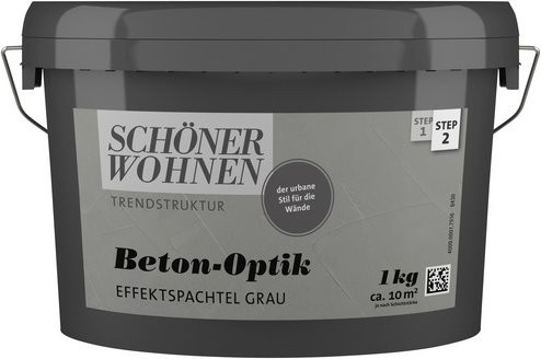 Schöner Wohnen Effektspachtel Trendstruktur in Beton-Optik, grau, 10 kg - Bild 1