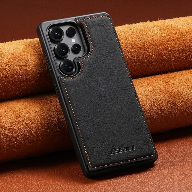 Luxuriöse Leder-Handyhülle mit Kartenfächern für Samsung Galaxy S25 FE S24 Plus S23 S22 S21 Ultra A56 A36 A55 A35 in Schwarz - Bild 1