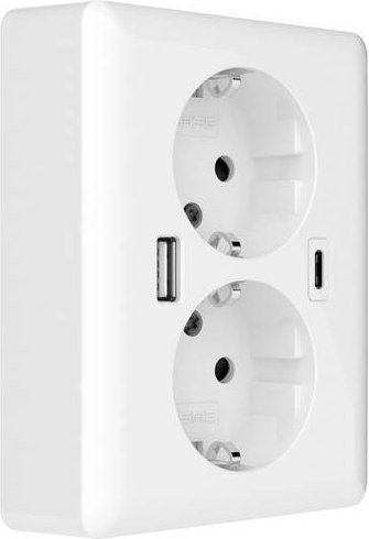 2USB Unterputz-Dose mit USB-A und USB-C Ladeausgang in Weiß glänzend - Bild 1