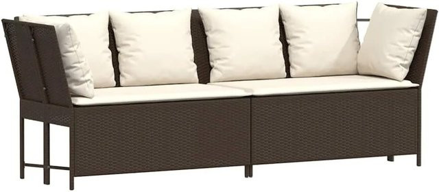 vidaXL Gartensofa L-Form aus Polyrattan in Braun mit Polsterkissen und abnehmbaren Bezügen - Bild 1