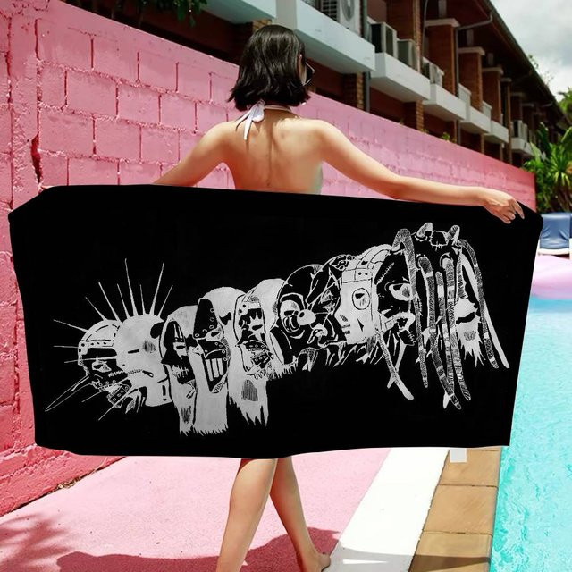 S-S-Slipknotes Band Mikrofaser Strandtuch mit Grafikprint, Schwarz, B: 60 cm, H: 30 cm - Bild 1