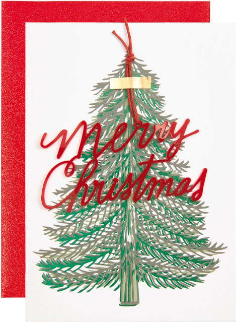 Rico Design Paper Poetry Grußkarte Weihnachtsbaum mit Acrylanhänger in Rot - Bild 1