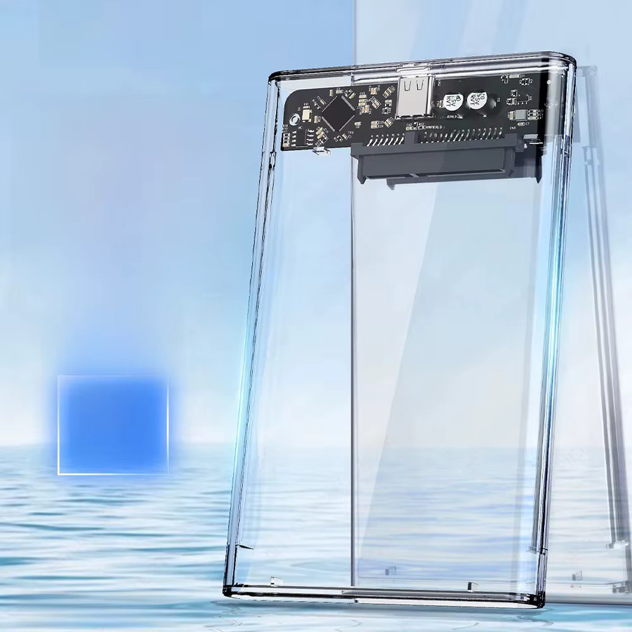 JEYI 2,5-Zoll externes Festplattengehäuse mit USB 3.1 6 Gbit/s, SATA HDD-Adapter mit UASP und TRIM, transparent - Bild 1