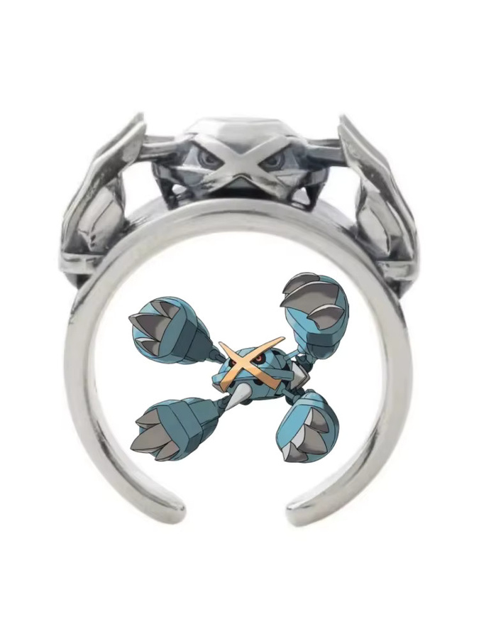 Bandai 2D-Ring, Pokemon Dratini Gengar Litwick Metagross, Silber - Bild 2