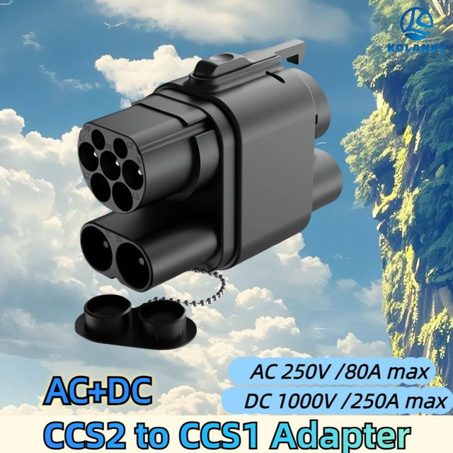 KOLANKY CCS2 auf CCS1 Adapter für schnelles AC/DC Laden von Elektrofahrzeugen in Schwarz - Bild 1