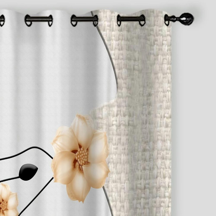 Yiran Furniture Dekorative Vorhänge mit floralem Muster, 2er-Set, halbtransparent, Mehrfarbig, B: 100 cm, H: 130 cm - Bild 1