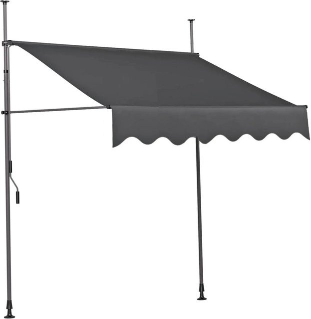 DELUKE Klemmmarkise SCHRABO Sonnenschutz für Terrasse und Balkon aus Polyester in Anthrazit, Breite: 250 cm - Bild 1