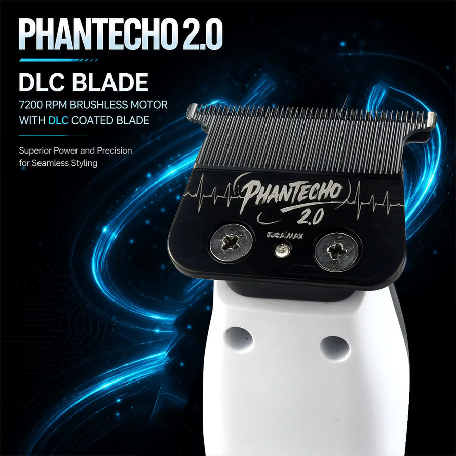JUCAI X-01 X-02 Professionelles Haarschneidemaschinen-Set für Männer mit DLC-Klinge, 8000RPM bürstlosem Motor und Ladestation, Farbe: Weiß - Bild 4
