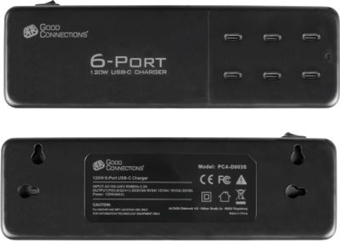 Good Connections USB-Desktop-Schnellladestation mit 6 USB-C Ports, 120 W, schwarz - Bild 2