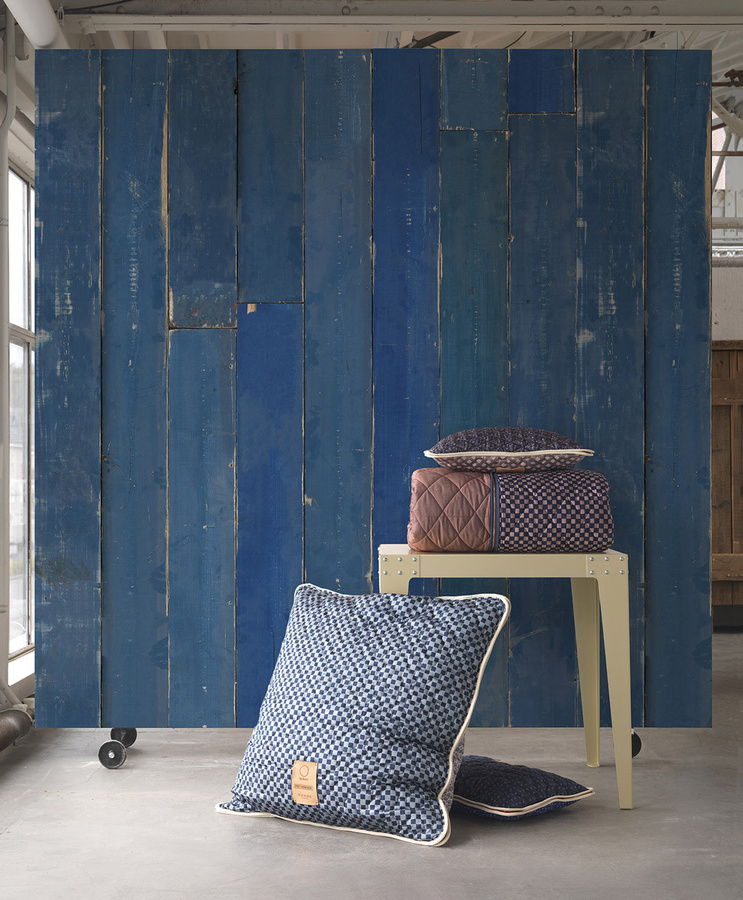 NLXL Tapete Blue Scrapwood PHM-36 Vlies Non-Woven in Blau mit rustikalem Streifenmuster - Bild 1