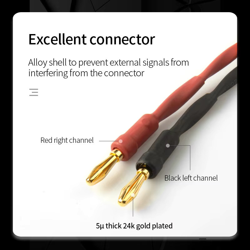 TODN High-End Lautsprecherkabel aus hochreinem 6N OFC-Leiter mit vergoldeten Bananen-, Y- und Pin-Steckern in Gold - Bild 2