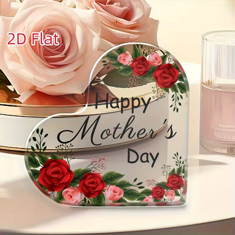 CIFBUY Acryl-Herzplakette in Transparent und Weiß mit floralem Design als Dekoration für Schreibtisch und Zuhause - Bild 2