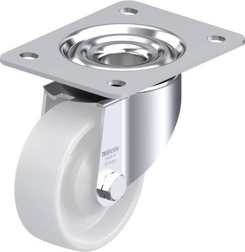 Blickle Lenkrolle LK-PO 100KA-3 aus verzinktem Stahl und Kunststoff, Rad-Durchmesser: 100 mm, Tragfähigkeit: 280 kg, Farbe: Weiß - Bild 1