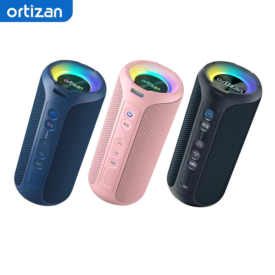 Ortizan Tragbarer Bluetooth-Lautsprecher mit 40W Leistung, IPX7 Wasserdicht, Farbige Lichter, Schwarz/Blau - Bild 5