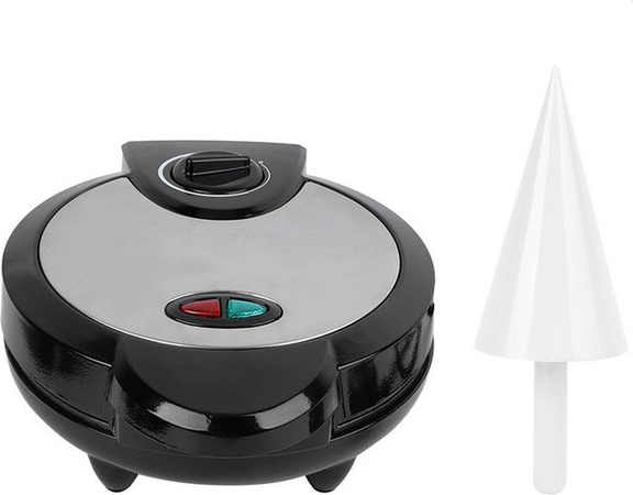 Aimo Elektrischer Eistütenbereiter mit 1200 W, Waffelbackautomat für Rollenwaffel-Kegel und Schüsseln, Antihaftbeschichtung, Grau/Schwarz