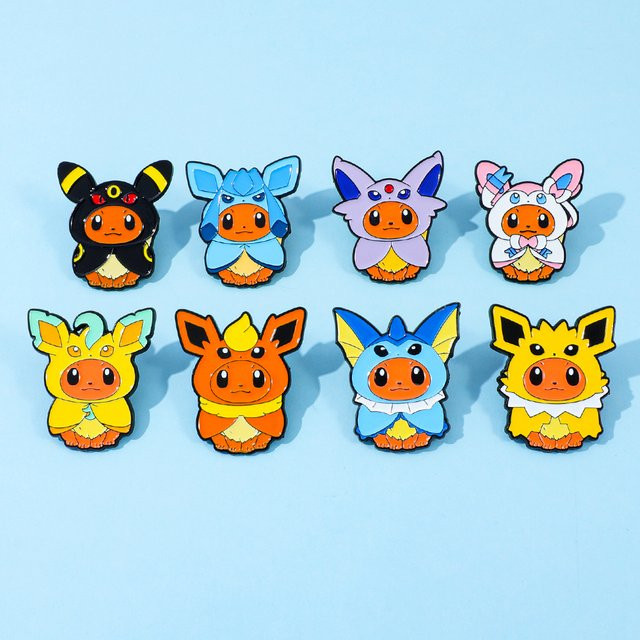 Potdemiel Brosche, Emaille Pins, Pikachu Eevee, Kinder - Bild 1