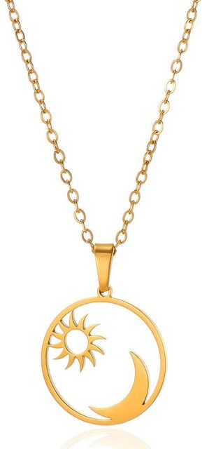 Halskette Edelstahl, Gold, Sonnenanhänger, Damen, 45 cm - Bild 1