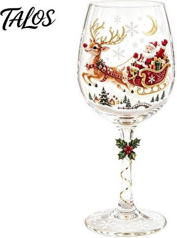 Handbemaltes Glühweinglas mit Stiel von Daydreamer in Multicolor mit weihnachtlichen Motiven wie Schneemann, Weihnachtsmann, Kranz, Elch oder Weihnachtsbaum - Bild 1