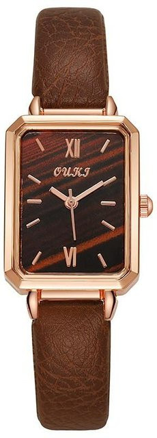 Vintage Gürteluhr Damen, eckig, Quarz, braun, Leder - Bild 1